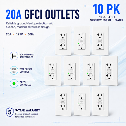 10pk ampere presa gfci - 10pk,